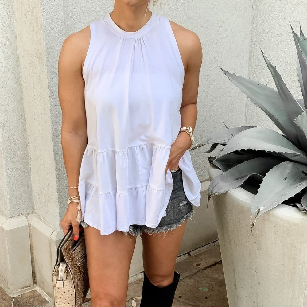 Boho Tired Tunic Tank Top - Size Small